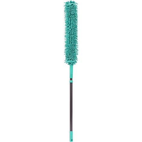Flexible Chenille Head Duster with Extendable Handle, Turquoise/Grey (1/4)