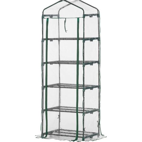 CHICFURN Mini serra da coltivazione 69 x 49 x 193 cm trasparente e verde, 5 livelli, salvaspazio (1/5)