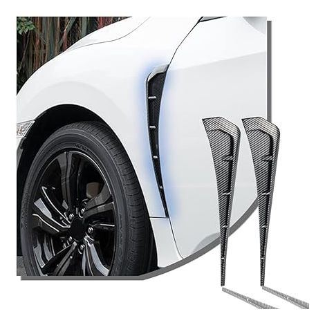 BRAVIX 2 Pièces Prise D'Air Décorative de Voiture, Voiture Latérale Flux D'air Grille D'entrée D'air Évent, EntréE D'Air DéCorative De Capot Voiture Couvercle D'Admission D'Air(Carbone Fibre)