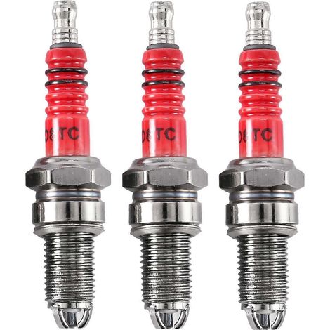 Lot de 3 bougies d'allumage D8TC à 3 électrodes, bougies de course à 3 électrodes pour CG 125, 150 et 200 cm³ CF250 Mot (1/4)