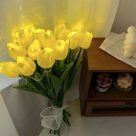 Lampe Nuit Tulipe Simulation - Lumière LED Douce - Décoration Table - Cadeau Saint Valentin - 1 Pièce (1/5)