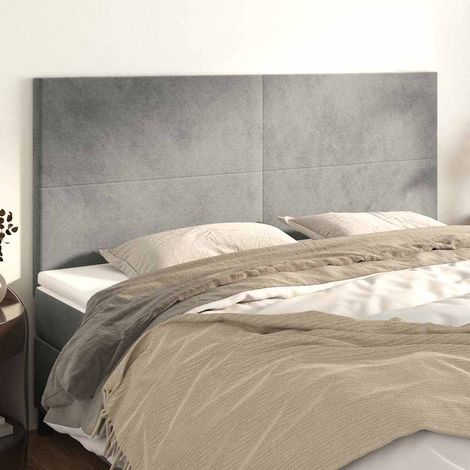 vidaXL Cabecero gris claro 180x5x118/128 cm terciopelo (1/5)