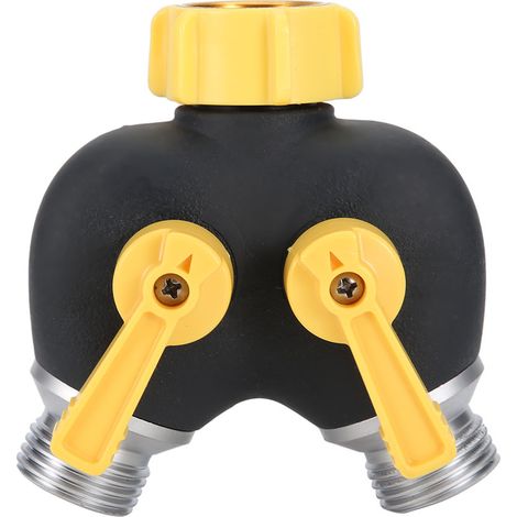 Adaptateur de vanne de tuyau d'arrosage en forme de Y à 2 voies en alliage de zinc 3/4" MNPT DN20 pour une utilisation au jardin (1/5)