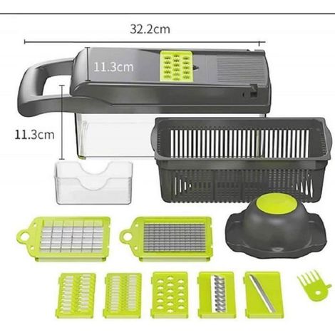 Mandoline Cuisine - 12 en 1 - Acier Inoxydable - Ergonomique - Multifonctionnelle (1/4)