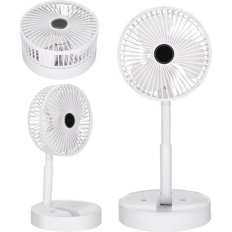 EasySpeed Portable Telescopic Folding Fan, Mini Desktop Fan, Mobile Phone Holder, Rechargeable Battery, 3 Speeds, Quiet and Very Lightweight for Travel, Camping, Indoor, Outdoor Use, Ideal for Summer (1/5)
