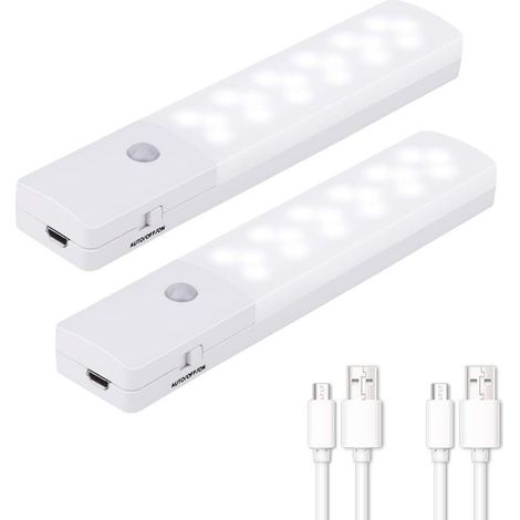 Bewegungsmelderlampe, kabelloses Nachtlicht mit 18 LEDs und wiederaufladbarem Akku, automatisches Nachtlicht für Schrank, Kleiderschrank, Carport, Flur (2er-Pack) (1/5)