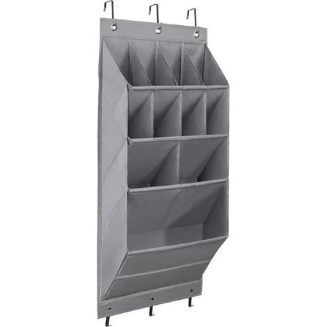 Organizzatore per scarpe da porta - Scarpiera da appendere - Salvaspazio - Scomparti extra profondi - 43 x 17 x 94 cm - Grigio (1/5)