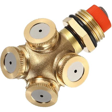 Brass Misting Spray Nozzle 1.5mm 4Hole with Filter and Adapter for Efficient Outdoor Garden Cooling (1/5)