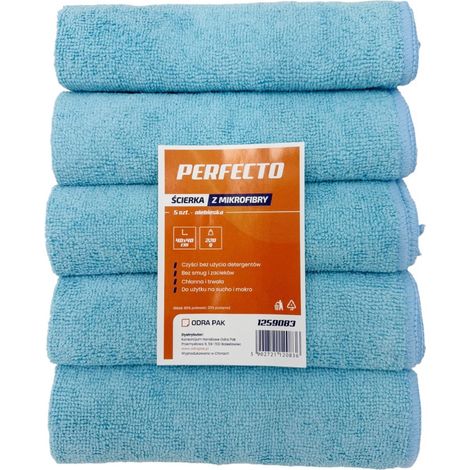 Panno in microfibra Perfecto 40x40 cm, 5 pezzi, blu