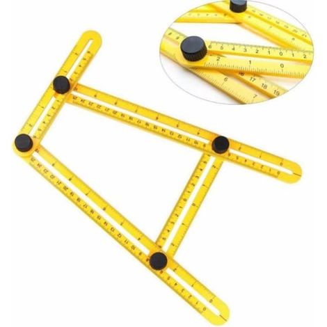 Outil de mesure - Équerre - Plastique - 25 cm - Jaune - Multifonctionnel (1/4)