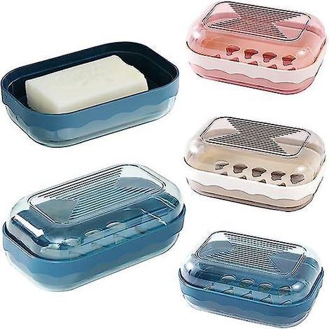 lot De 3 (blanc Cass, Rose, Bleu Fonc) Porte-savon En Plastique Porte-savon De Voyage Porte-savon Portable Avec Couvercle Porte-savon En Plastiqu (1/5)