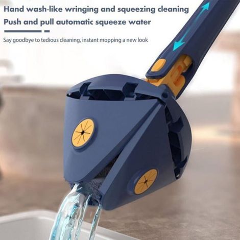 Balai à poussière et lave sol,Vadrouille de Nettoyage Réglable Rotative à 360°, Triangular Mop avec Compression Automatique de l'ea (1/4)