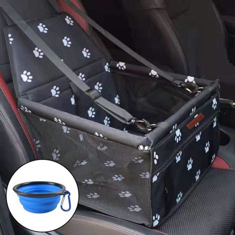 Sac Siège de Voiture pour Chien Chat Sac De Protection Housse de Siège Étanche Respirant+bol - Noir Footprint (1/3)