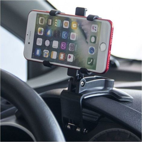 Support Voiture Smartphone 360° - Fixation Tableau De Bord Pare-Soleil Rétroviseur - 3 5 À 7 Pouces - Noir (1/3)