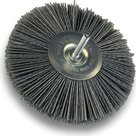Brosse circulaire sur tige Ø 120 mm 1/2/3 rangs NYLON abrasif grain 80 - Quantité x 1 - Ø 120 mm - 2 rangs - Grain 80