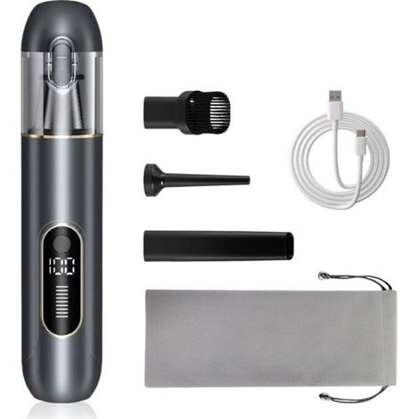 Aspirateur à main sans fil 13000 Pa, mini design pour auto, PC, canapé et maison. Nettoyage des fissures, fonction soufflage, batterie 1800 mAh.