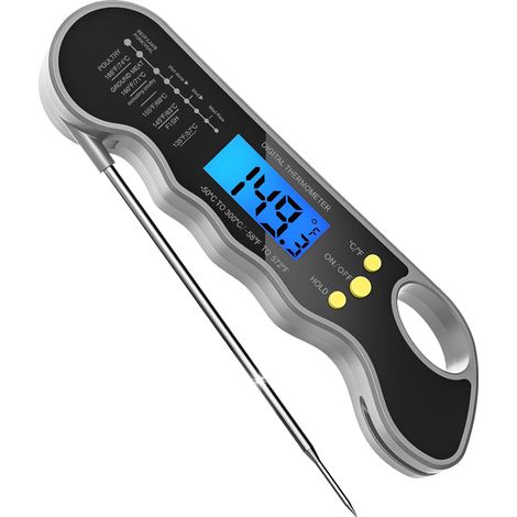 Thermomètre numérique rapide et précis à lecture instantanée, doté d'une fixation magnétique, d'un écran rétroéclairé et d'une conception étanche pour les grillades, la cuisson au four, les barbecues (1/5)