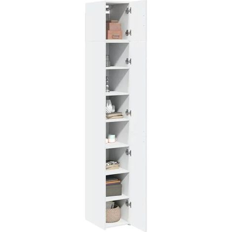 Armoire de Rangement Étroite Blanche 30x42,5x225 cm - Meuble de Stockage Vertical Multifonction pour Entrée, Salon ou Chambre (1/5)