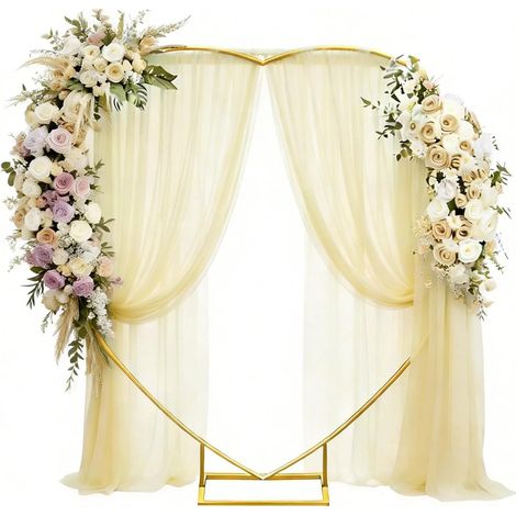 Heart Wedding Arch 2M Wedding Arch Support Gold Metal Background Arch Stand for Wedding, Garden, Birthday Party, Baby Shower, Floral Balloon Arch (1/5)