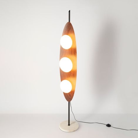 Lámpara De Pie "Pacific" - Efecto Madera - 3 X G9