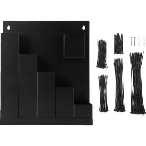 Wall-mounted cable tie holder – 5 grids, metal – Storage for workshop, garage, home (1/5)