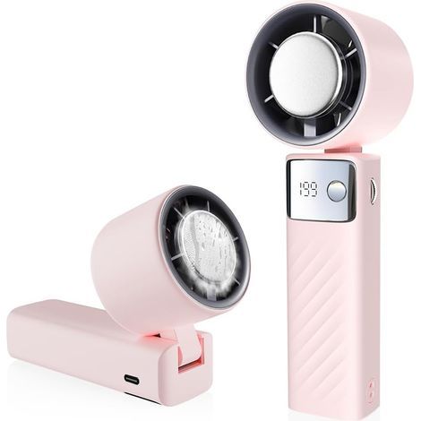 Portable fan, mini rechargeable fan 4000 mAh, small silent turbine fan, (1-199), suitable for sports and travel (pink) (1/5)