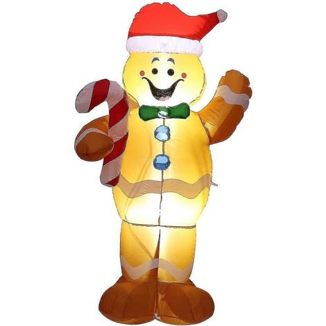 Inflable navideño de hombre de jengibre de 1,5 m con luces LED (1/4)