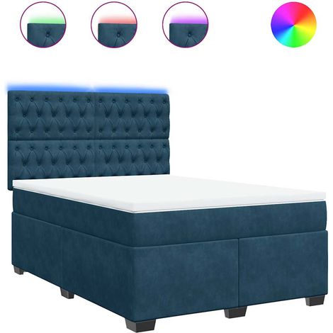 Maison Exclusive - Giroletto a Molle con Materasso Blu 140x190 cm in Velluto (1/5)