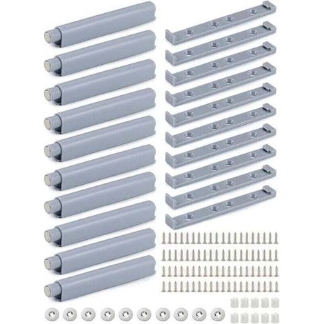 Amortisseur Porte Placard, Push to Open Gris Systme Push to Open avec Amortisseur, Amortisseur de Porte de Cuisine Amortisseur Porte Placard Placards Monter pour Fermeture Amortie, 10 Pices (1/4)