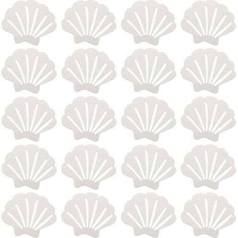Autocollants de douche non glisser de 20 pièces, Baignoire pour bébé texturée blanche et non abrasive (en forme de coquille) (1/5)