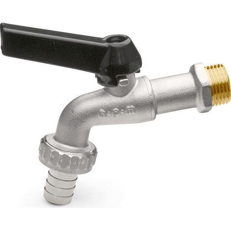 Válvula de bola con palanca de aluminio negro y soporte para manguera de 1/2" APM 2050N 015  1/2"