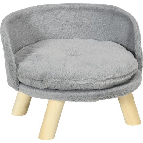 Cama Para Perros, Cama Para Gatos, Sofá Para Perros Con Patas De Madera Antideslizantes Y Cojín, Interior, Gris, 40,5X40,5X33Cm