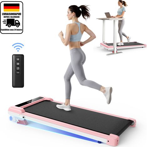 3-in-1-Laufband mit bis zu 8 % Steigung, leisem Betrieb, 3 PS starkem bürstenlosem Motor, Geschwindigkeit von 1 bis 10 km/h, mit Fernbedienung – Pink