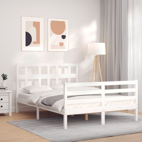 Bed Frame without Mattress White Small Double Solid Wood vidaXL (1/5)