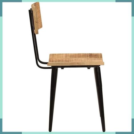 Chaise à manger - 348161 - Bois de manguier massif - Fer enduit de poudre - Lot de 2 (1/5)