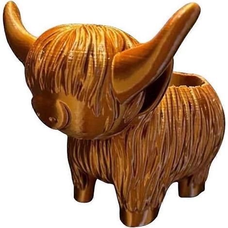 Dekorative Vase in Form einer Hochlandkuh, Blumentopf für den Garten, originelles Geschenk für draußen, natürliche, rustikale Dekoration. (125 Zeichen)