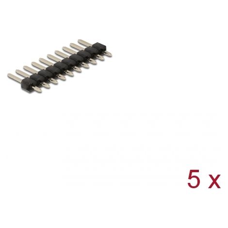 Delock Cabezal de 10 pines, densidad 2,54 mm, 1 hilera, recto, 5 piezas