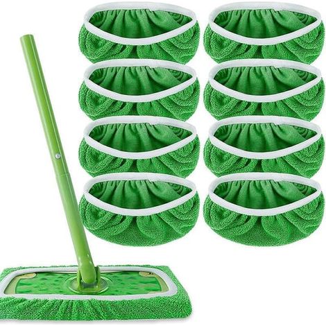 Confezione da 8 panni di ricambio per mocio Swiffer, coperture riutilizzabili per mocio per la pulizia dei pavimenti. (1/5)