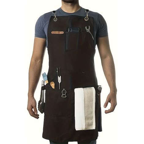Tablier en Toile Épaisse Style Européen – Bretelles Croisées, Multi-Poches pour Travail, Jardinage et Cuisine (1/3)