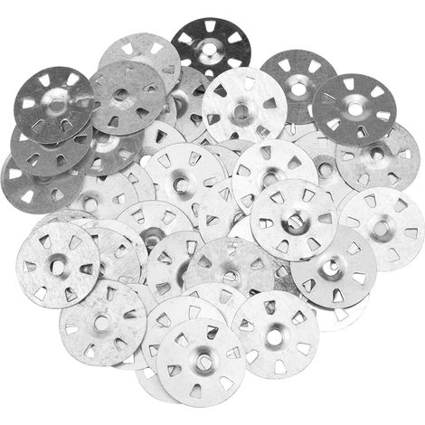 BEBUSINGOTO Lot de 100 Rondelles d'Isolation de 35 mm de Diamètre en Fer Galvanisé Thermoboard Joints à Ongles Fixes pour Isolation Thermique et Plaques de Plâtre (1/5)