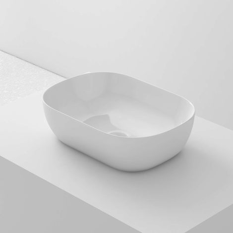 Lavabo à poser MINI OVALO céramique 46,5x13x33,5 cm blanc (1/5)
