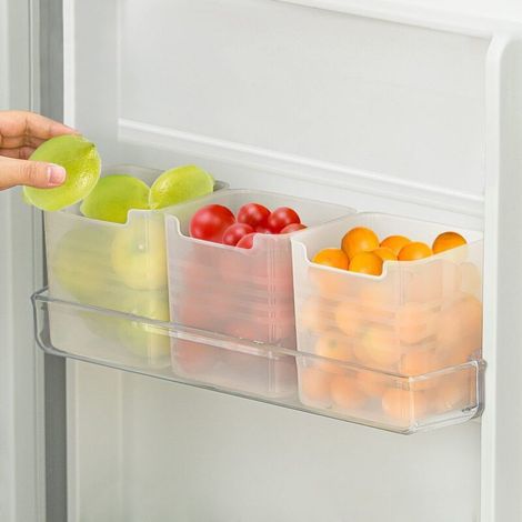 Boîte de rangement pour réfrigérateur, bacs de rangement pour porte latérale de réfrigérateur, plastique translucide, lot de 3 (1/5)