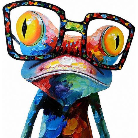 Tableau imprimé sur toile représentant une grenouille de dessin animé, idéal pour décorer la maison, le bureau ou la chambre (50 x 50 cm) (1/5)