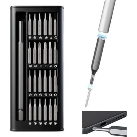 Tournevis de Précision Magnétique 25 en 1 - Mini Set d'Outils avec Embouts Torx & Phillips Coffret Aluminium pour Réparation Lunettes, Montres, Smartphone et Électronique (1/5)