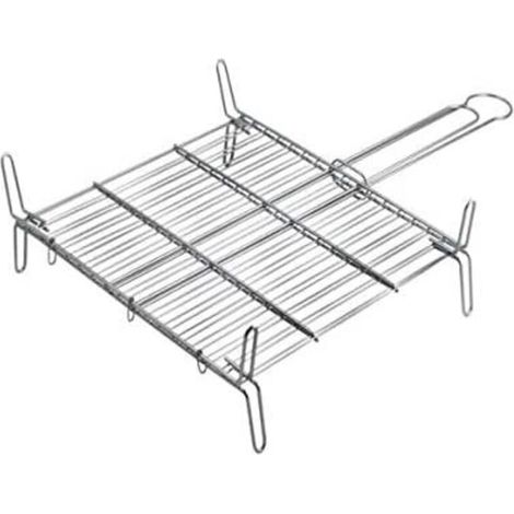 Gril double 50x50 cm – Barbecue charbon zingué conforme CE – Pour cuisson viande et légumes – Facile à nettoyer