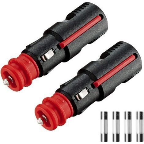 Allume-Cigares Fiche, 12mm Hella (DIN) et 21mm US Prises, Normes DIN ISO 4165 standards, avec 10A 16A Fusible 12V/24V Adaptateur Câble d'extension pour Camping Car Bateau Moto (2x PCS) (1/4)
