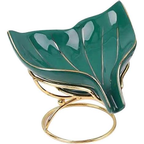 Porte-savon autonettoyant, porte-bijoux en céramique en forme de queue de poisson pour douche et salle de bain (vert) (1/5)