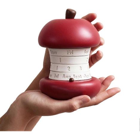 Figurine calendrier perpétuel rotatif en forme de pomme, décoration de bureau, idéale pour le salon, le bureau et comme cadeau d'anniversaire. (1/5)