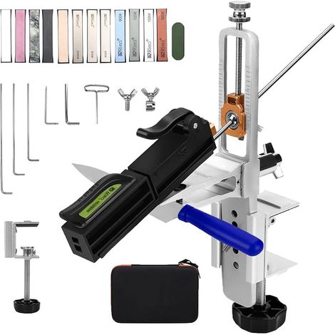 Aiguiseur Couteaux Manuel Professionnel, système d'affûtage de couteaux en acier inoxydable avec angle de précision 15-30°, rotation à 360° avec angle fixe avec 12 Pierres d'Affûtage pour cuisine (1/5)