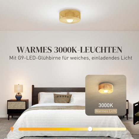 Suspension plafonnier bohème en corde de chanvre, rond, avec douille G9 LED (1/4)